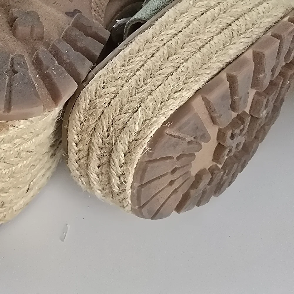 SAM EDELMAN Womens Green Platform Buckle Accent Livi Round Toe Espadrille SZ 10